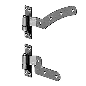 12'' Left Hand Curved Rail Hinge Set (per pair) - Galvanised silver