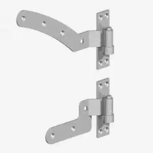 12'' Right Hand Curved Rail Hinge Set (per pair) - Galvanised silver