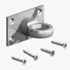 Decorative eye on plate for rope handrail.