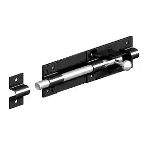 6" Tower Bolt - Black with galvanised silver bolt